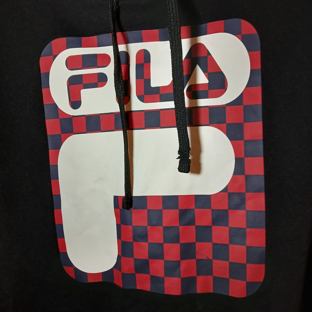 Fila Black and Red Checkered Logo Hoodie